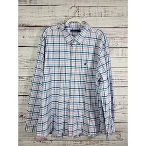 Tackle & Tides Men's 2XL Plaid Button-Down Shirt Blue Pink Long Sleeve Casual
